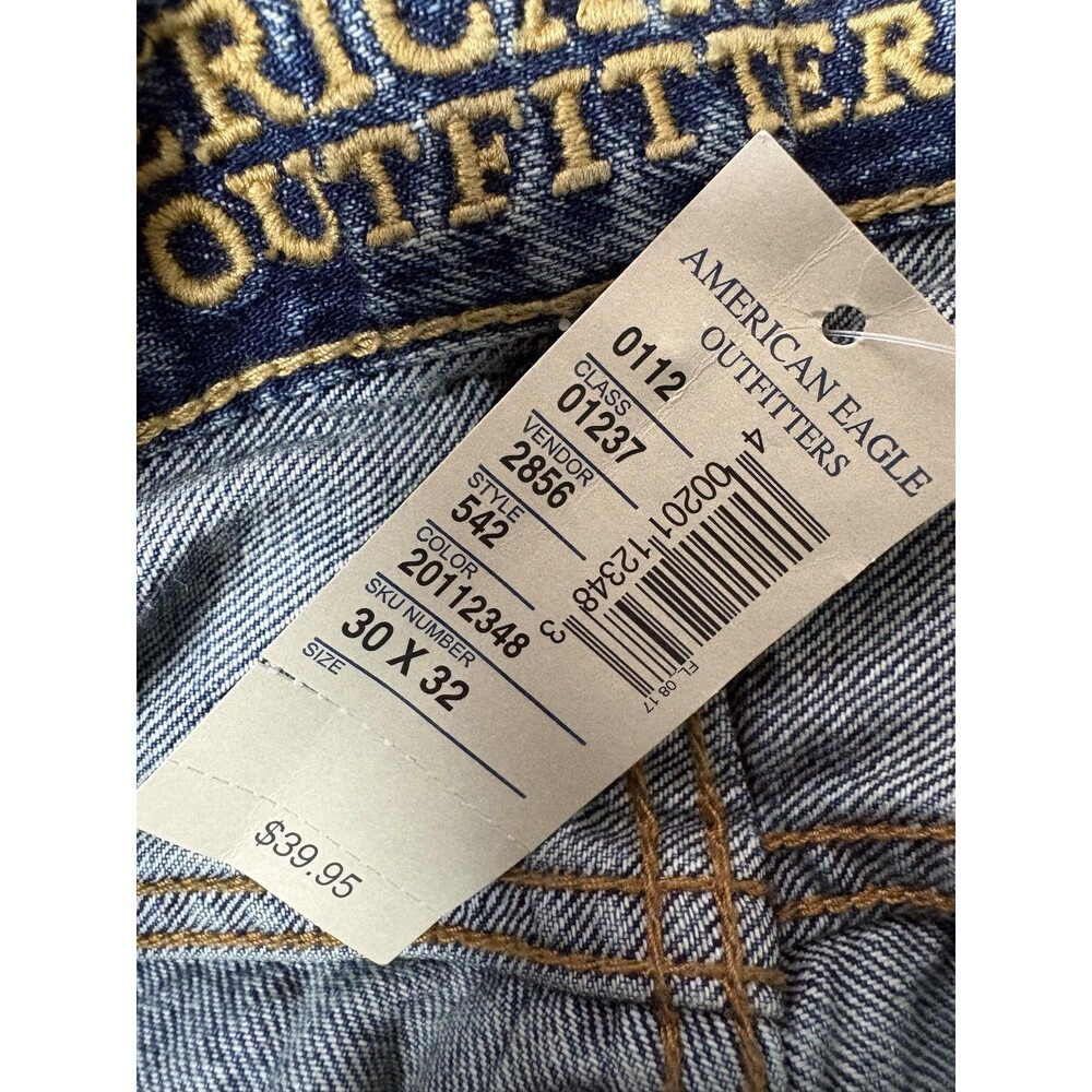 American Eagle Outfitters Jeans Mens 30x32 Blue Relaxed Straight 542 Denim - Picture 4 of 7